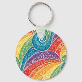 Farbenfrohes Paisley-Swirbelmuster Schlüsselanhänger