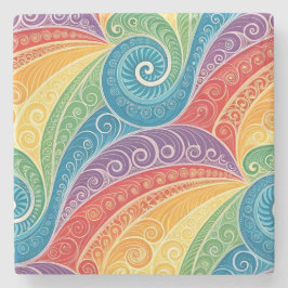Farbenfrohes Paisley-Swirbelmuster Steinuntersetzer