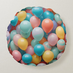 Farbenfrohes Partyballons Muster  Rundes Kissen