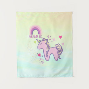 Farbenfrohes Pastell Einhorn Regenbogen  Wandteppich