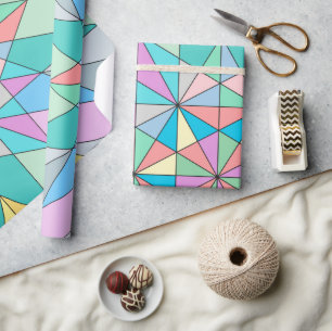 Farbenfrohes Pastell-Mosaik-Dreieck-Stern-Muster Geschenkpapier