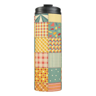 Farbenfrohes Patchwork: abstrakte nahtlose Ornamen Thermosbecher