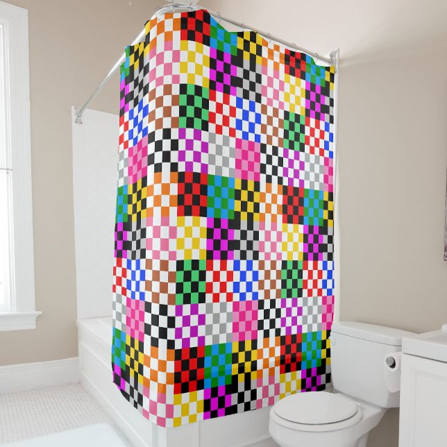 Farbenfrohes Patchwork Karomuster Design  Duschvorhang (Von Creator hochgeladen)