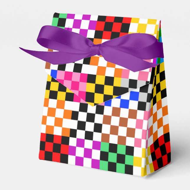 Farbenfrohes Patchwork Karomuster Design  Geschenkschachtel (Vorderseite)