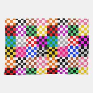 Farbenfrohes Patchwork Karomuster Design Geschirrtuch