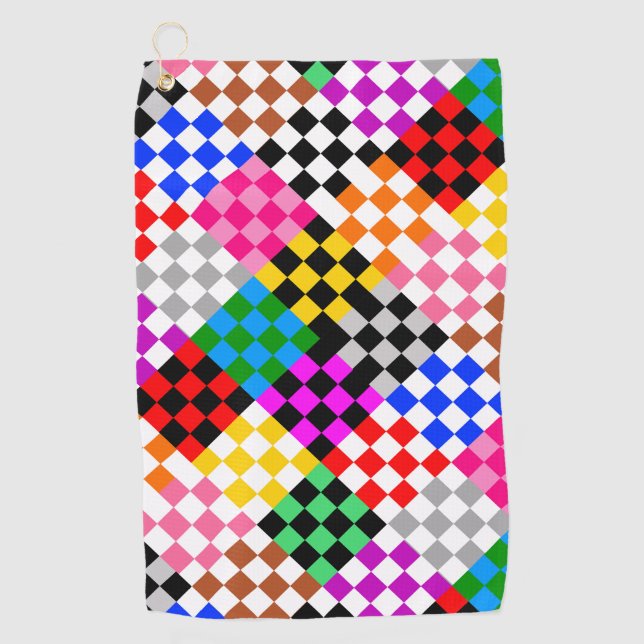 Farbenfrohes Patchwork Karomuster Design  Golfhandtuch (Vorderseite)