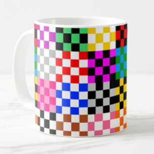 Farbenfrohes Patchwork Karomuster Design Kaffeetasse