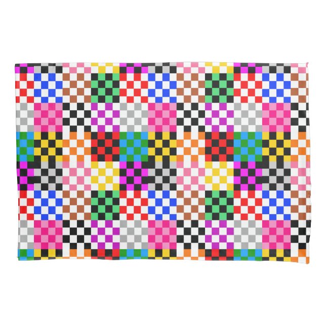 Farbenfrohes Patchwork Karomuster Design  Kissenbezug (Vorderseite)
