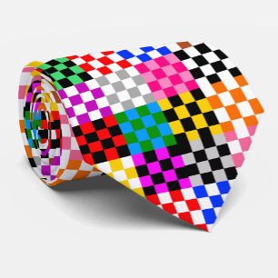 Farbenfrohes Patchwork Karomuster Design  Krawatte