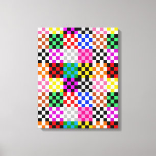Farbenfrohes Patchwork-Karomuster-Design  Leinwanddruck