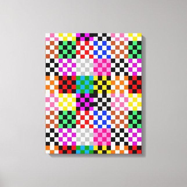 Farbenfrohes Patchwork-Karomuster-Design  Leinwanddruck (Vorderseite)