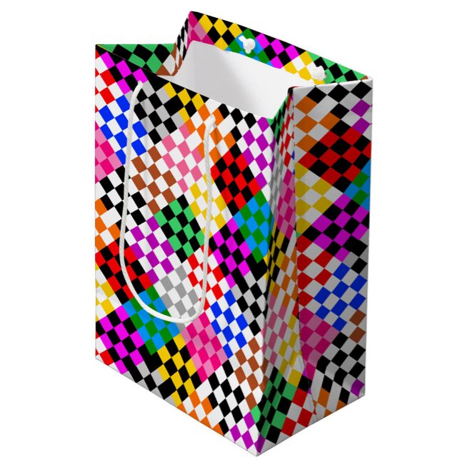 Farbenfrohes Patchwork Karomuster Design  Mittlere Geschenktüte (Von Creator hochgeladen)