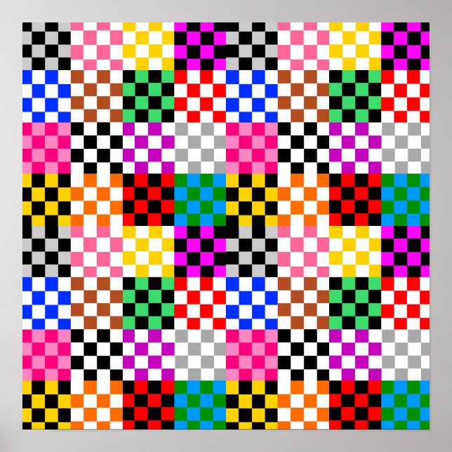 Farbenfrohes Patchwork Karomuster Design  Poster (Vorne)