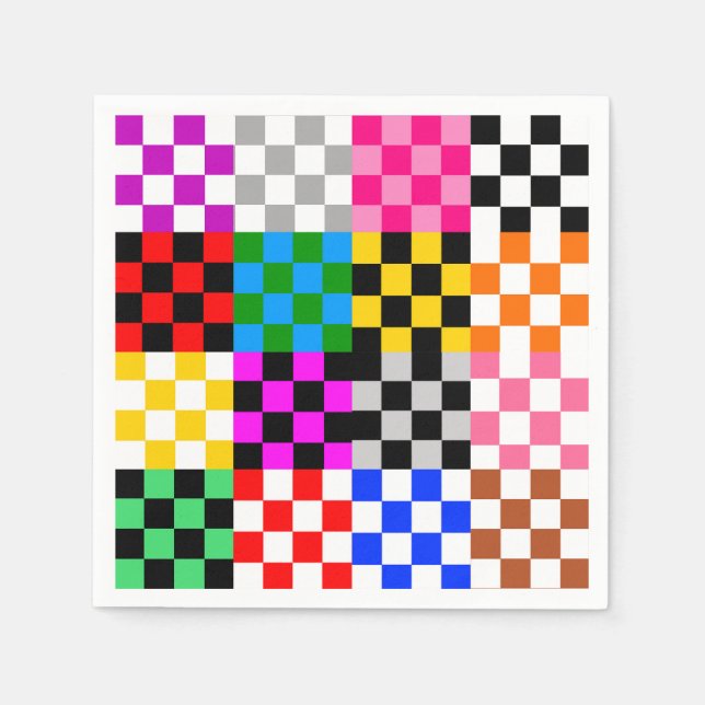 Farbenfrohes Patchwork Karomuster Design  Serviette (Vorderseite)