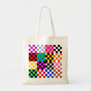 Farbenfrohes Patchwork Karomuster Design Tragetasche