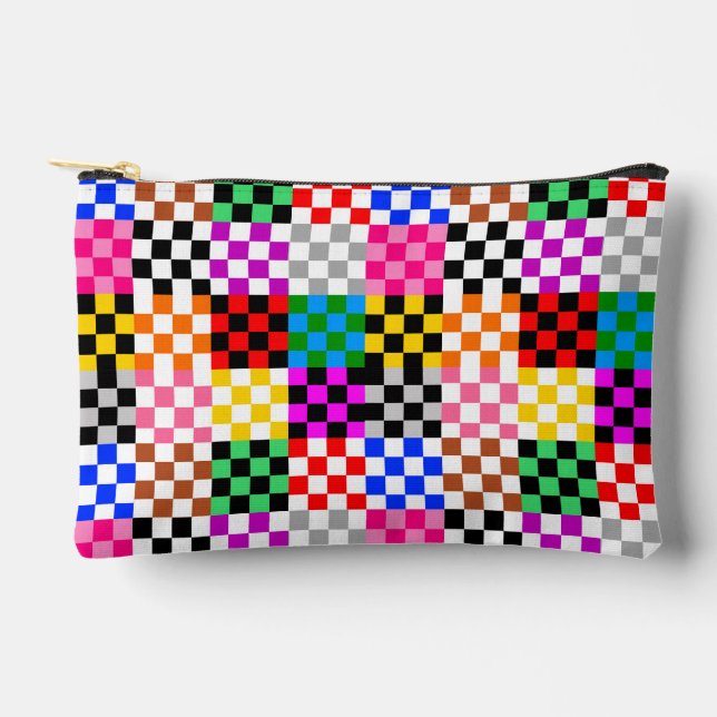 Farbenfrohes Patchwork Karomuster Design  Zubehörtasche (Vorderseite)