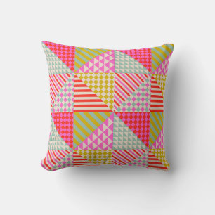Farbenfrohes Patchwork-Kissen   Einzugsgeschenk Kissen