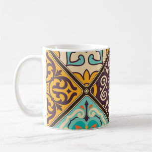 Farbenfrohes Patchwork: Majolika-Fliesen-Design Kaffeetasse