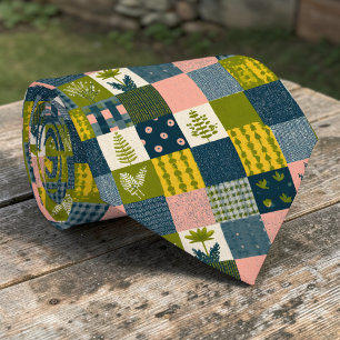 Farbenfrohes Patchwork-Muster individuell anpassba Krawatte