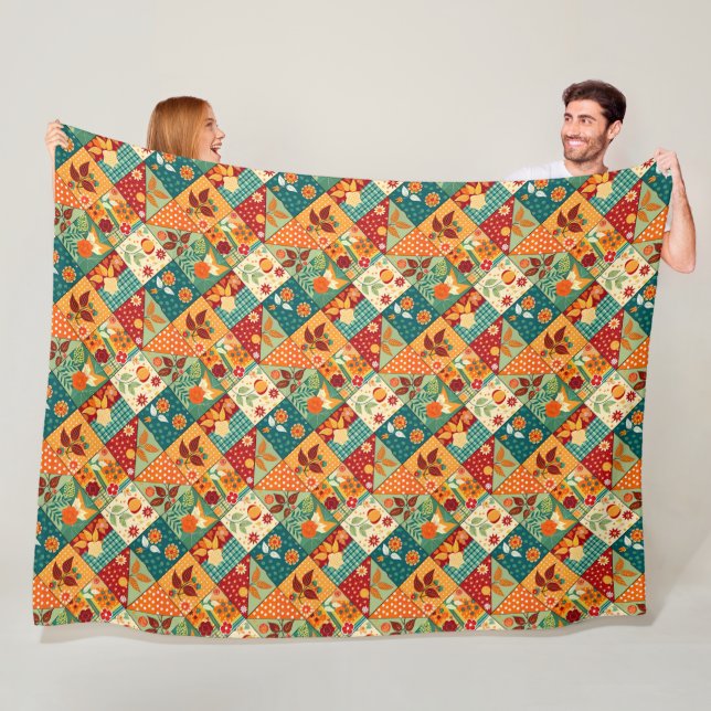 Farbenfrohes Patchwork-Quilt-Muster Fleecedecke (Beispiel)