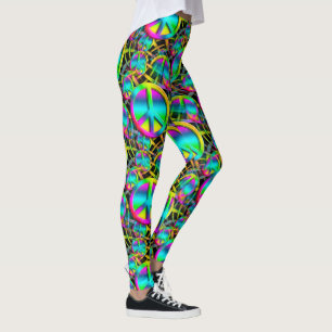 Farbenfrohes PEACE nahtloses Muster + Ihre Ideen Leggings
