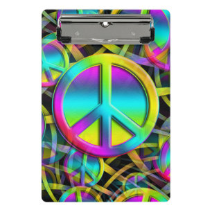 Farbenfrohes PEACE Nahtloses Muster + Ihre Ideen Mini Klemmbrett