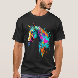 farbenfrohes Pferde-Design in Aquarell  T-Shirt