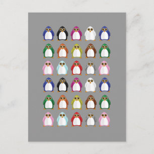 Farbenfrohes Pinguin-Muster – Kühnes Regenbogen-Ti Postkarte