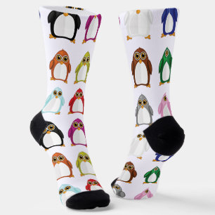 Farbenfrohes Pinguin-Muster – Ökofreundlicher Rege Socken