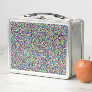 Farbenfrohes Pixelquadrat-Hintergrundmuster Metall Brotdose