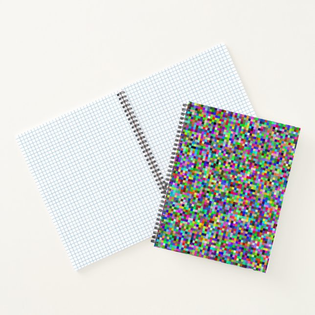 Farbenfrohes Pixelquadrat-Hintergrundmuster Notizbuch (Innenseite)