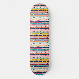 Farbenfrohes Polka-Streifen-Muster Skateboard