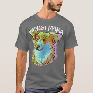 Farbenfrohes Pop-Art-Porträt Corgi-Hundemutter Mam T-Shirt