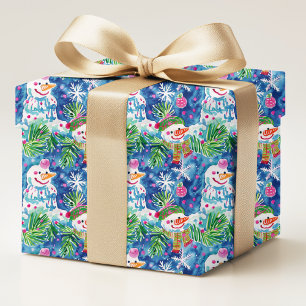 Farbenfrohes Preppy-Schneemann-Weihnachtsmuster Geschenkpapier