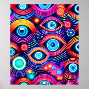 Farbenfrohes psychedelisches Augenmuster Poster