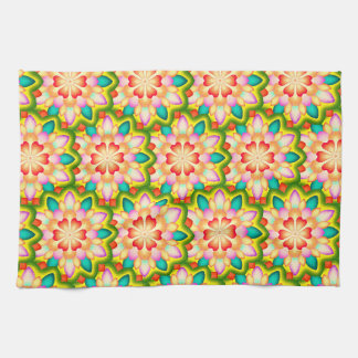 Farbenfrohes psychedelisches Blumenmandala - Leben Geschirrtuch