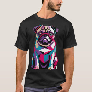 Farbenfrohes Pug-Pop-Art-Geometrisches-Hundeporträ T-Shirt