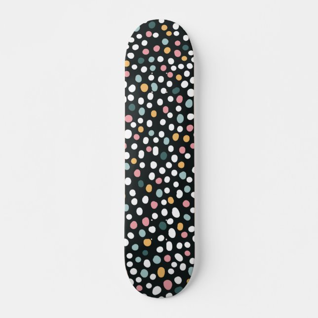 Farbenfrohes Punkte-Konfetti-Muster  Skateboard (Vorne)