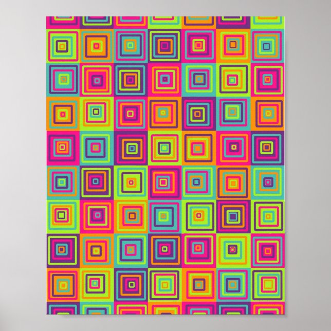 Farbenfrohes Quadratmuster Poster (Vorne)