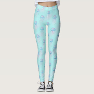 Farbenfrohes Quallenmuster – Unterwasser-Meeresleb Leggings