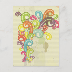 farbenfrohes Regenbogen-Farben-Retro-Swirbel-Desig Postkarte