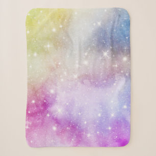 Farbenfrohes Regenbogen-Galaxie-Muster Sherpadecke