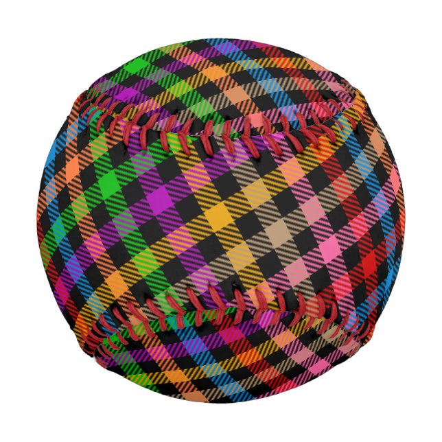 Farbenfrohes Regenbogen-Gingham-Karo-Design - Schw Baseball (Vorderseite)