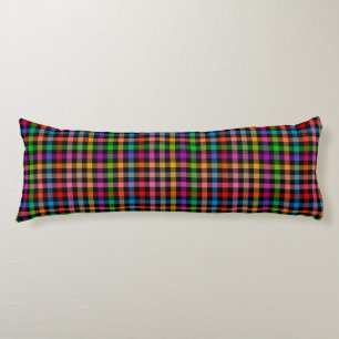 Farbenfrohes Regenbogen-Gingham-Karo-Design - Schw Seitenschläferkissen