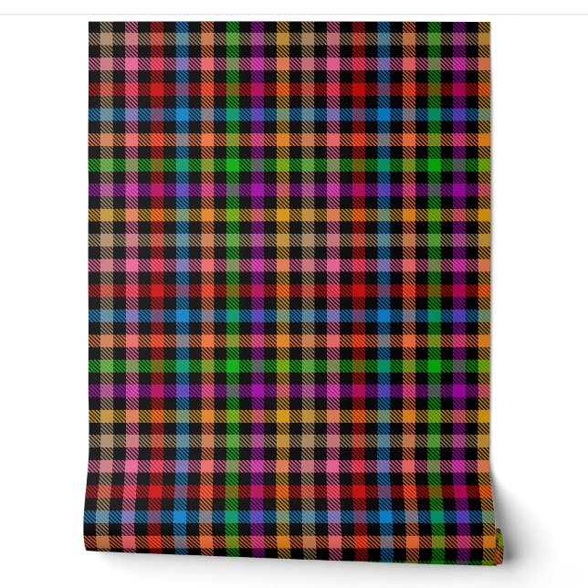Farbenfrohes Regenbogen-Gingham-Karo-Design - Schw Tapete (Abrollen)
