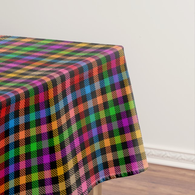 Farbenfrohes Regenbogen-Gingham-Karo-Design - Schw Tischdecke (Beispiel)