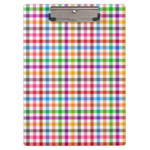 Farbenfrohes Regenbogen-Gingham-Karo-Design - Weiß Klemmbrett