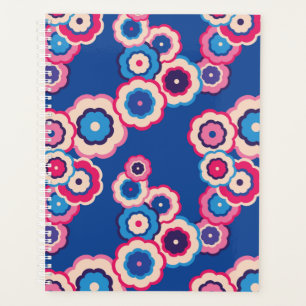 Farbenfrohes Retro-Blumen- Flower-Power-Muster Planer