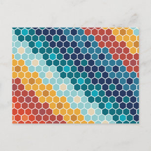 Farbenfrohes Retro-Blumen-Mosaik-Sechseck-Muster Feiertagspostkarte
