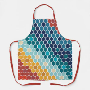 Farbenfrohes Retro-Blumen-Mosaik-Sechseck-Muster Schürze